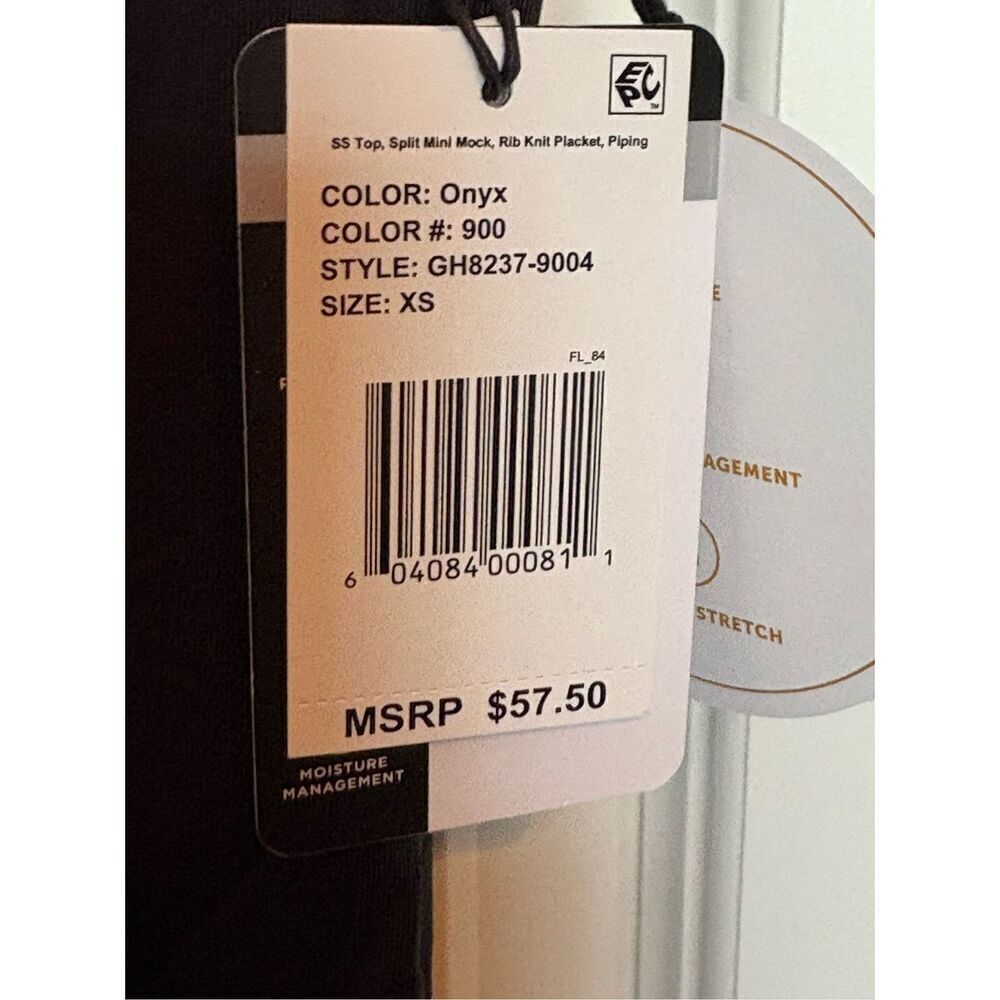TAIL (White Label) - NWT - L Sz XS Short Sleeve Split Neck Golf Polo in Onyx - Picture 7 of 12